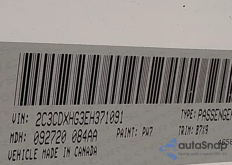 2014 Dodge Charger Sxt из США, поврежденный, VIN 2C3CDXHG3EH371091